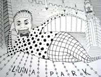 Indian ink sketch entitled 'Luna Bridge'